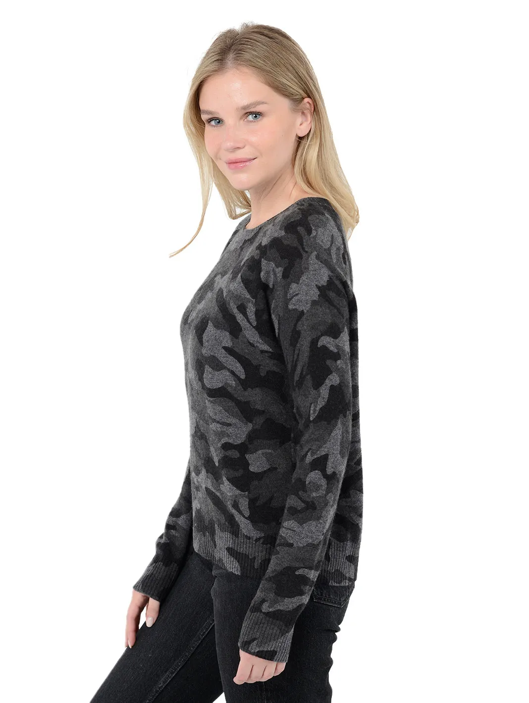 27 Miles Tasha Camo Crew Pullover Sweater