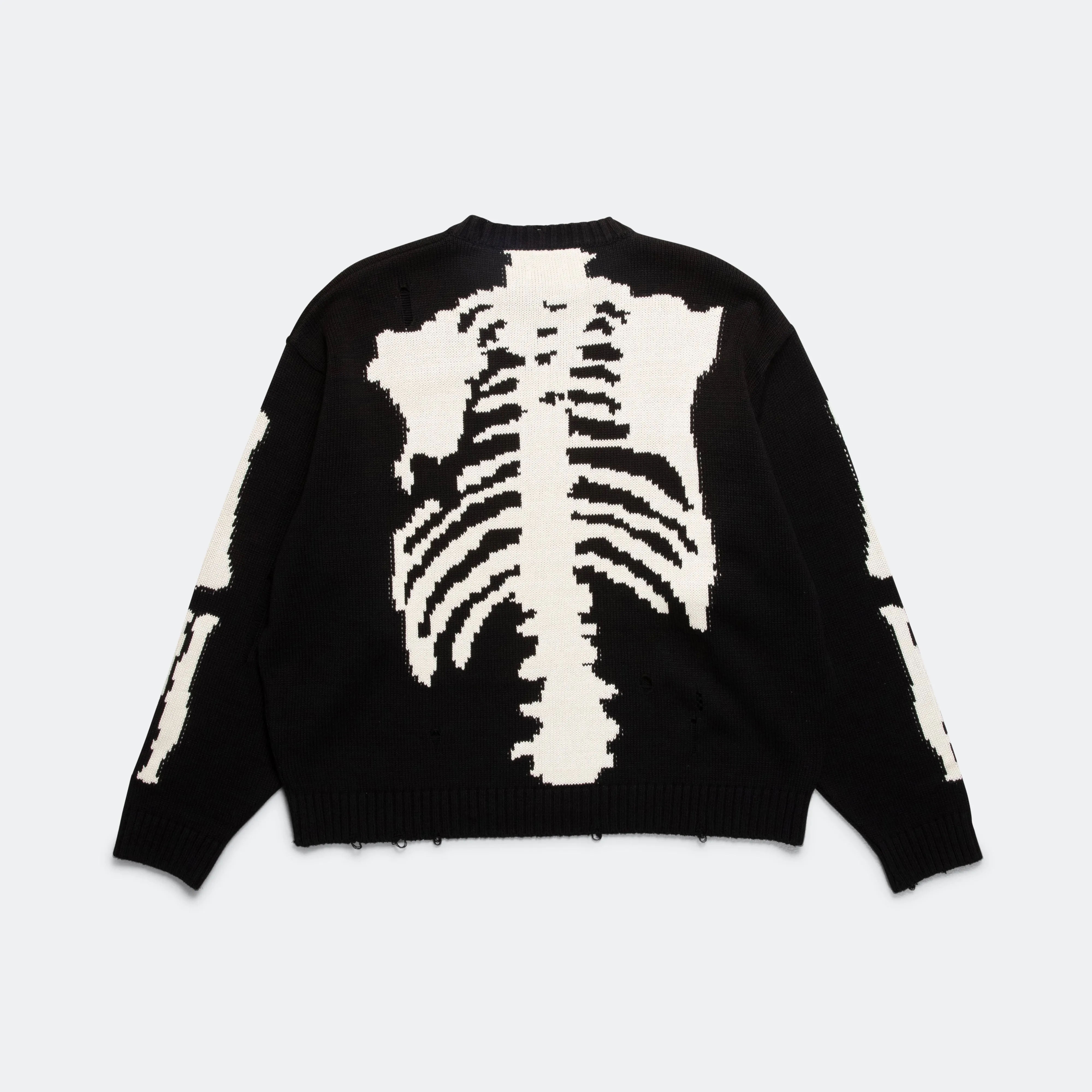 5G Cotton Knit BONE Crew Sweater - Black