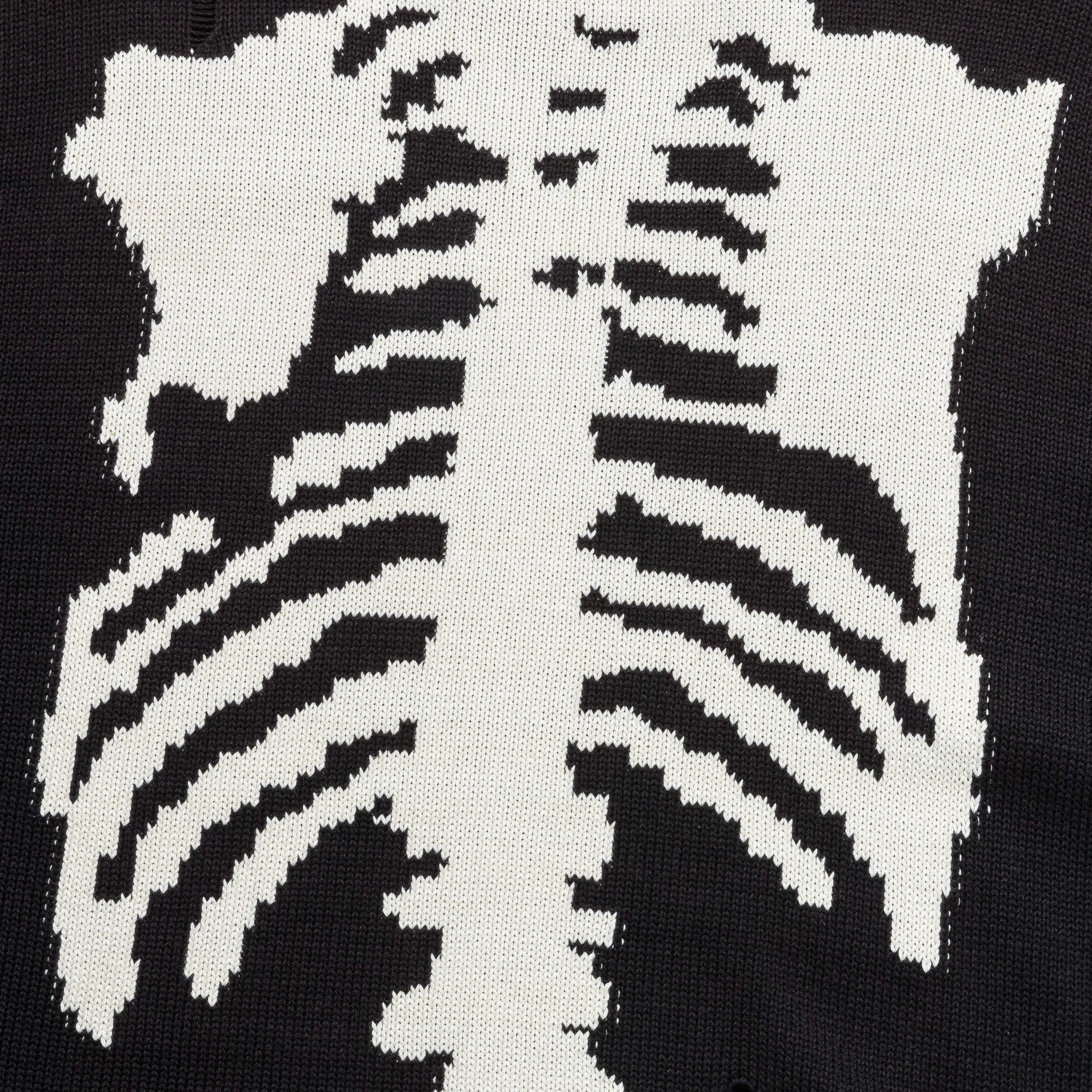 5G Cotton Knit BONE Crew Sweater - Black