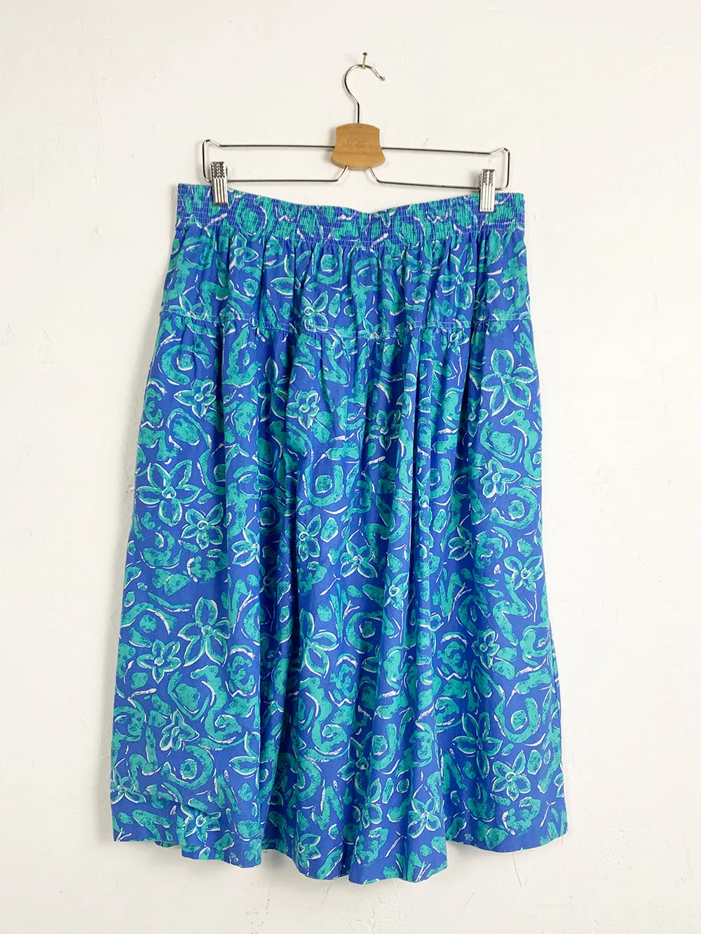 80s Floral Sketch Cotton Skirt