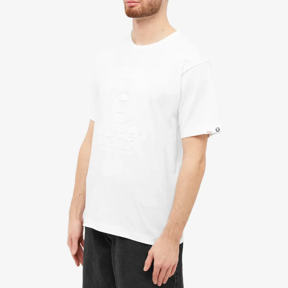 AAPE By A Bathing Ape Embossed Moon Face T-Shirt White