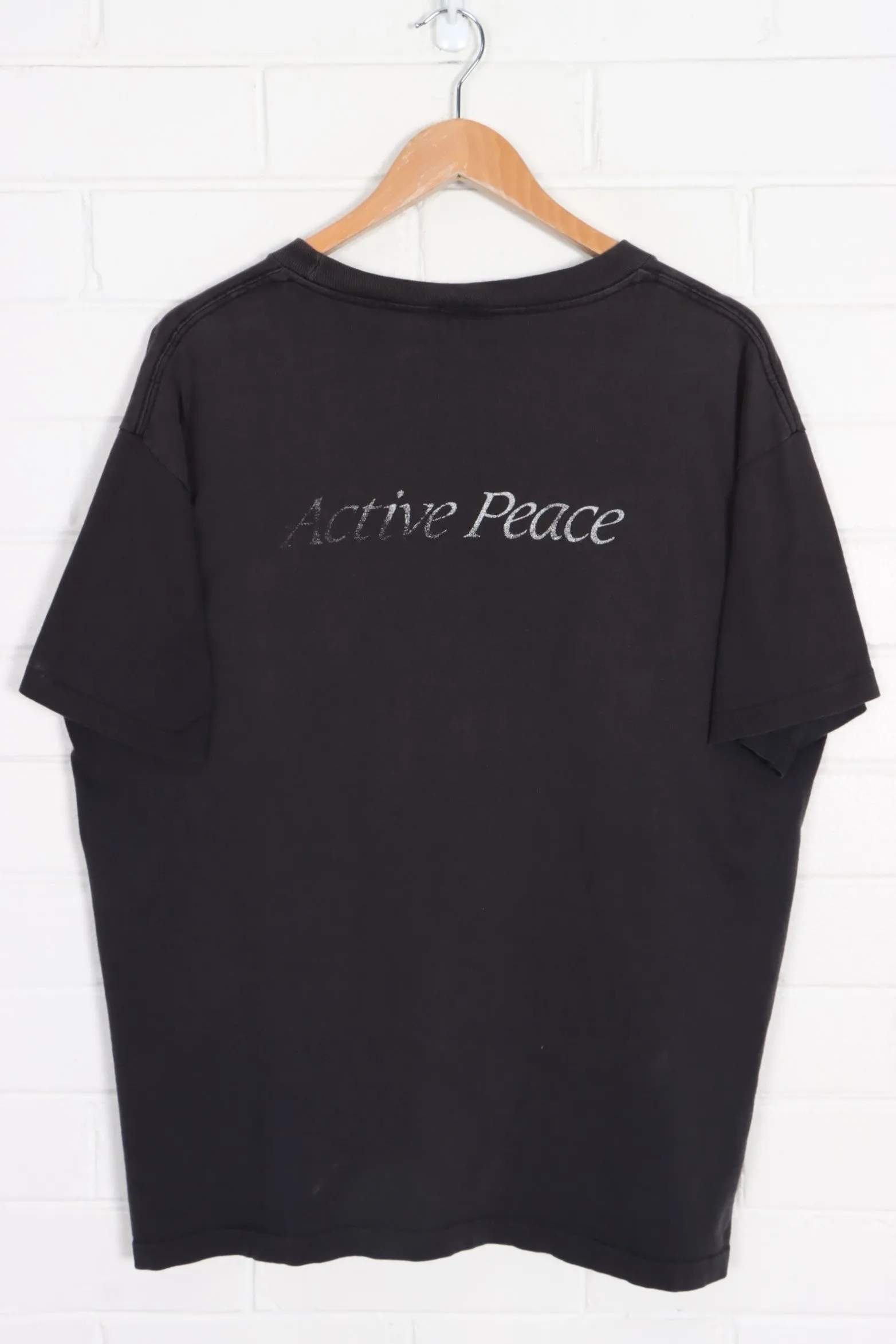 Active Peace Scripture Front Back Single Stitch T-Shirt USA Made (XL)