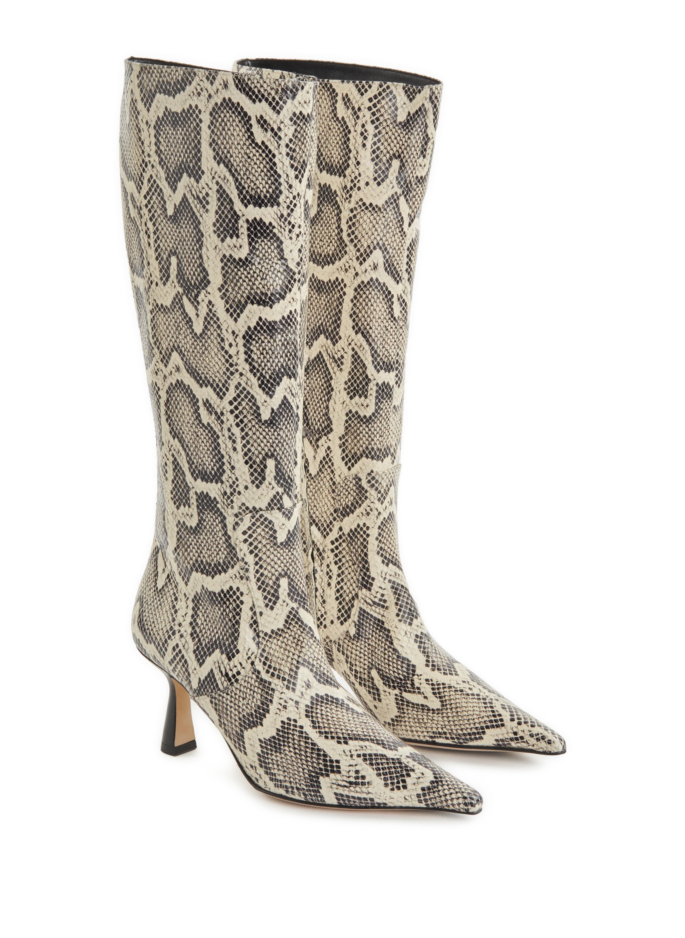 AEYDE  Printed leather boots - Beige