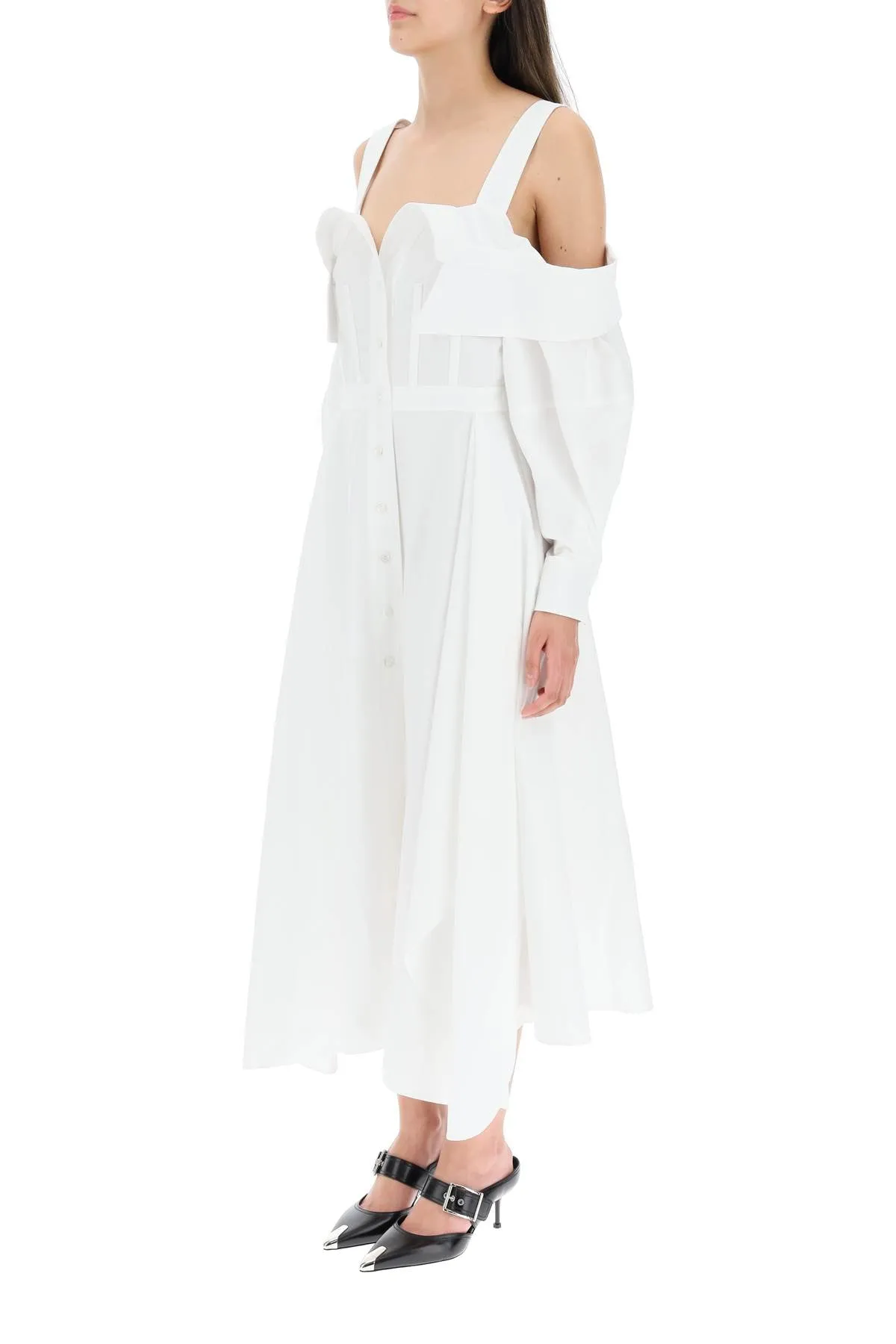 Alexander McQueen Deconstructed Belted Midi Shirt Dress