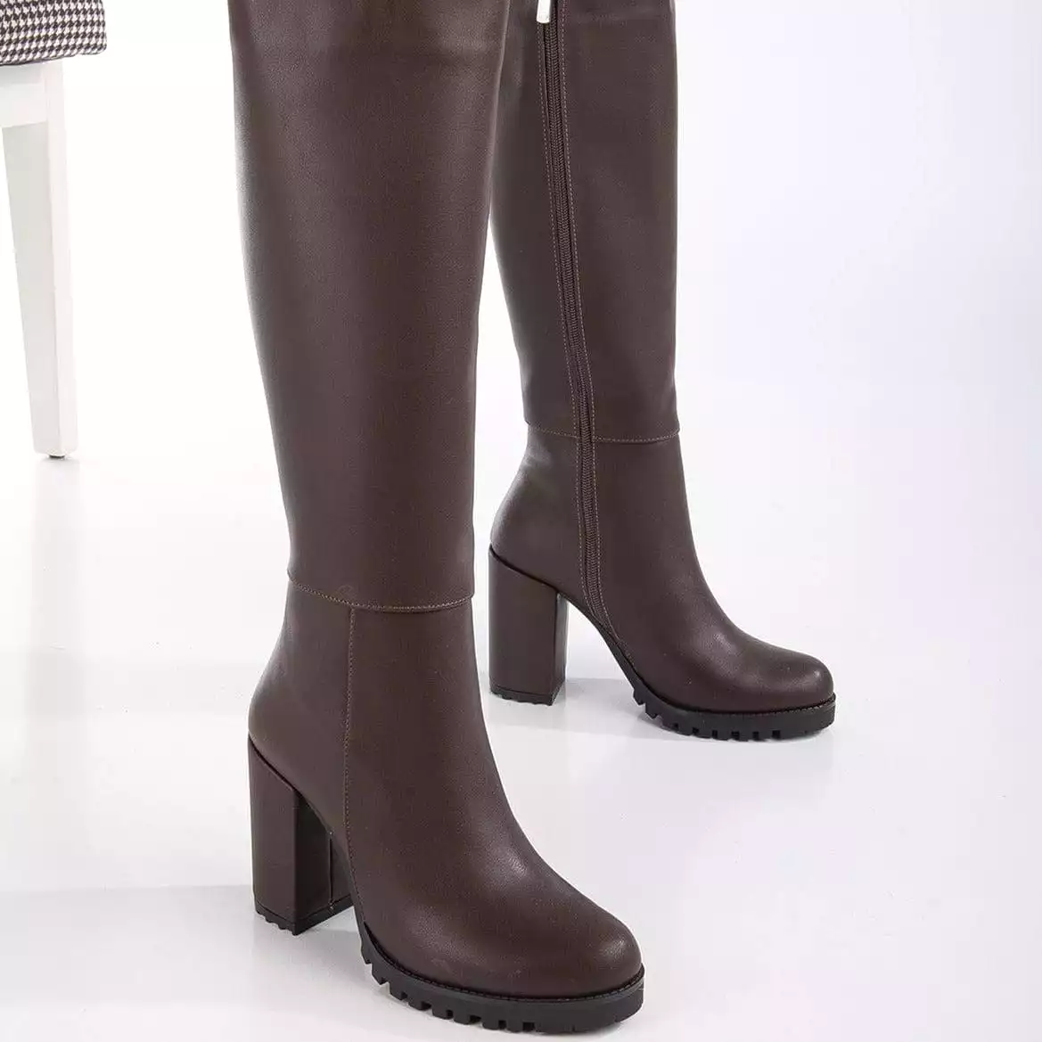 Alize Vegan Leather Wide Calf Platform Boots | Brown