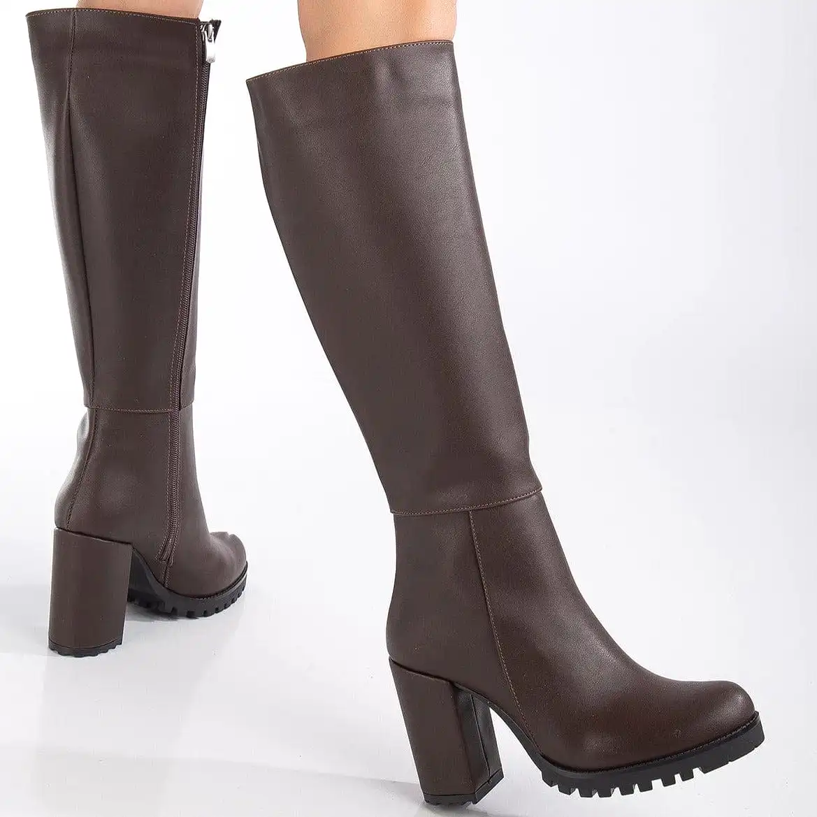 Alize Vegan Leather Wide Calf Platform Boots | Brown