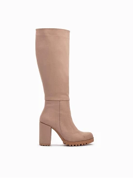 Alize Vegan Suede Wide Calf Platform Boots | Cream