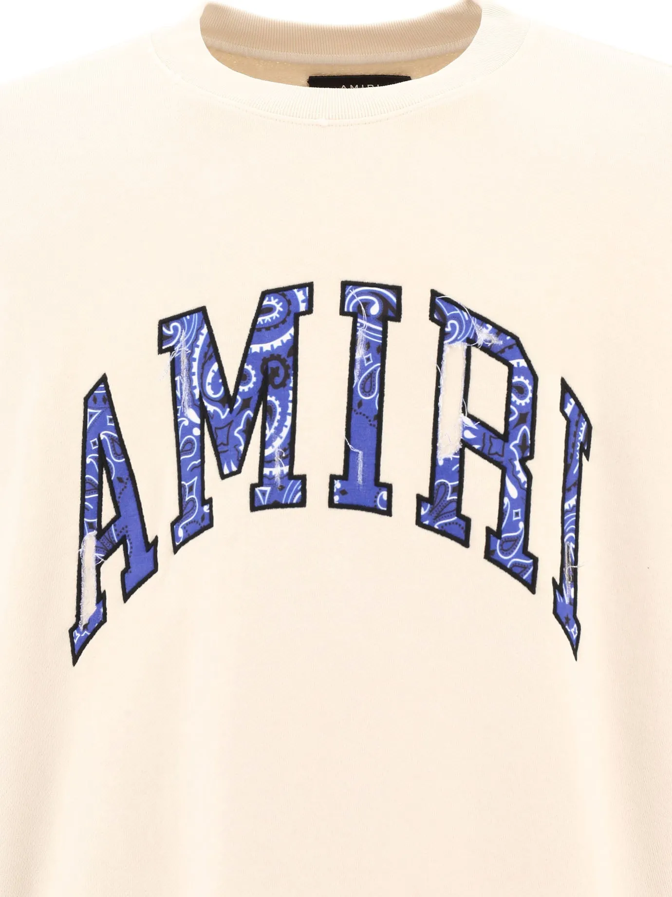 Amiri Bandana Logo Detailed Distressed Crewneck Sweatshirt