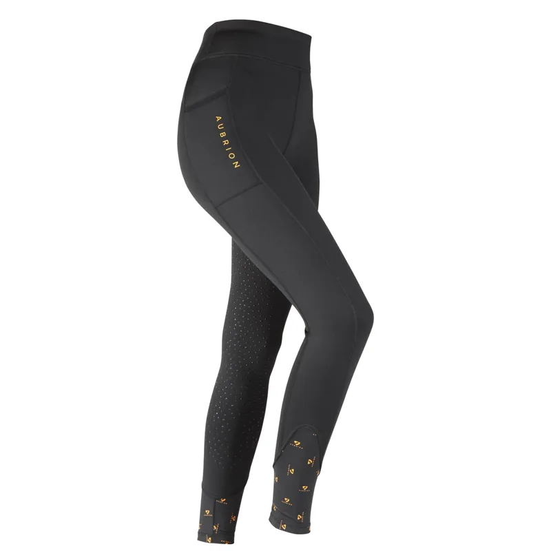 Aubrion Porter Full Grip Ladies Winter Riding Tights - Black