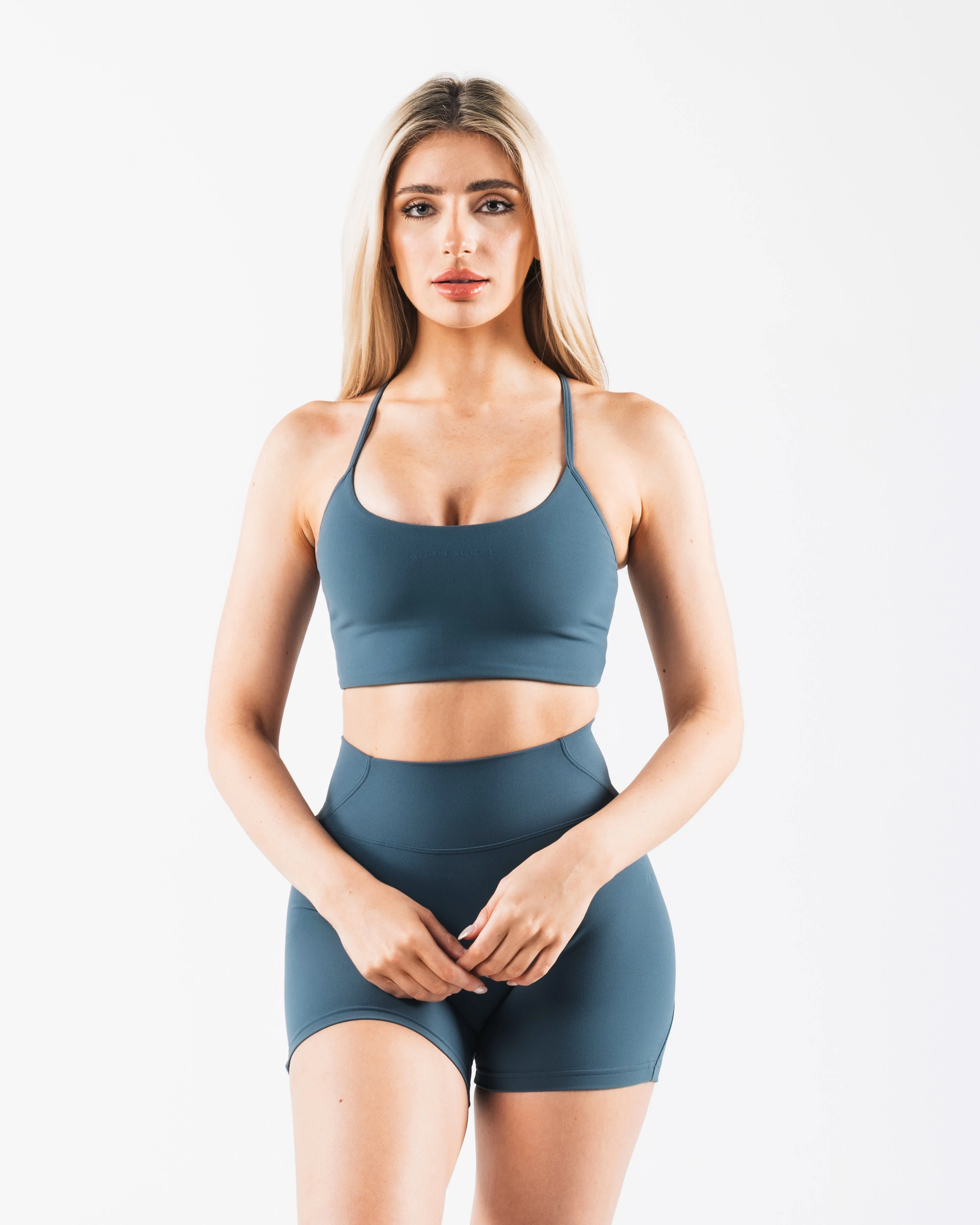 Aura Strappy Longline Bra - Glacial Lake