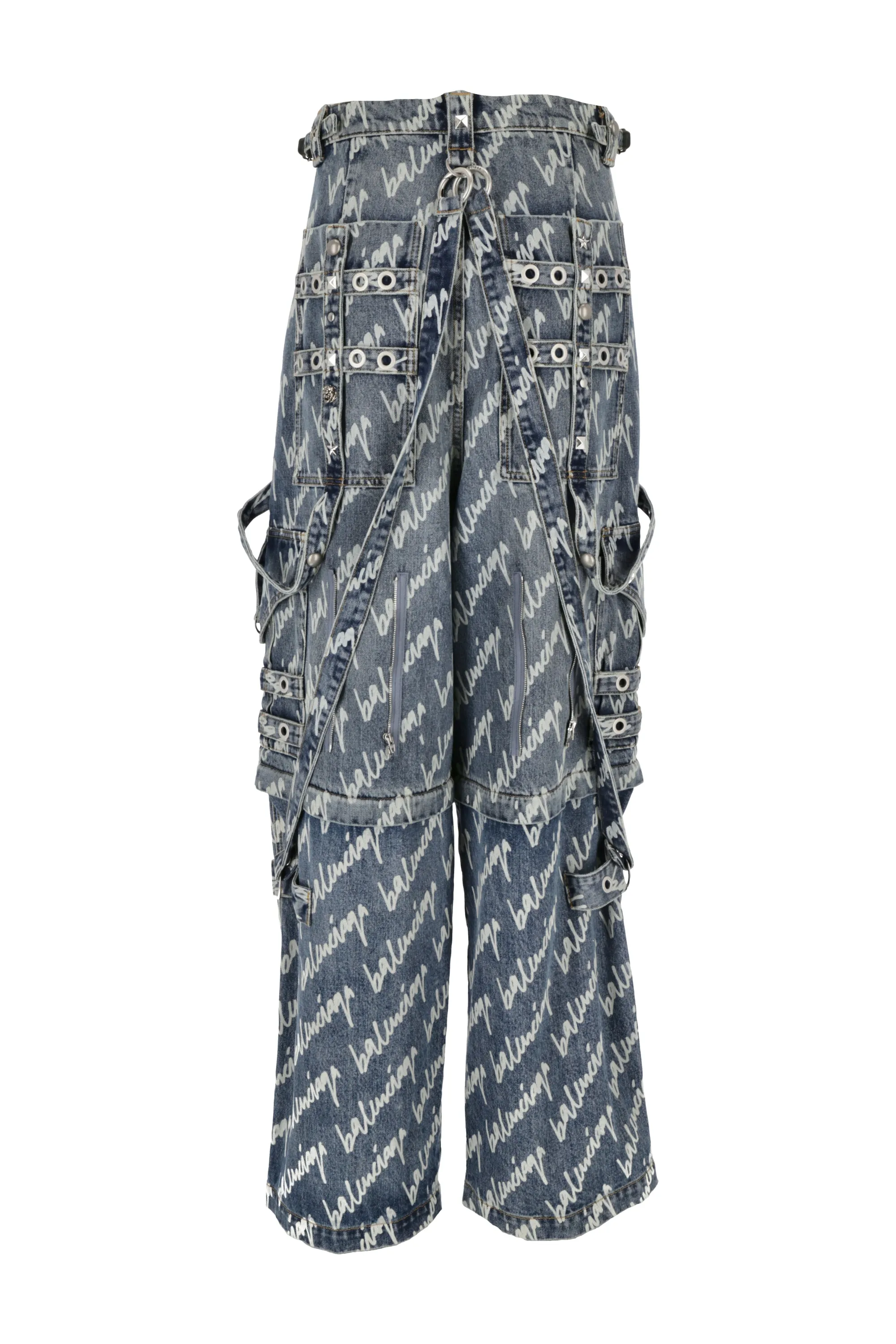 Balenciaga Allover Logo Printed Wide-Leg Jeans