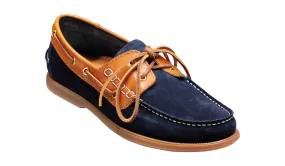 Barker Wallis Moccasin Shoe - Navy Suede/Cedar