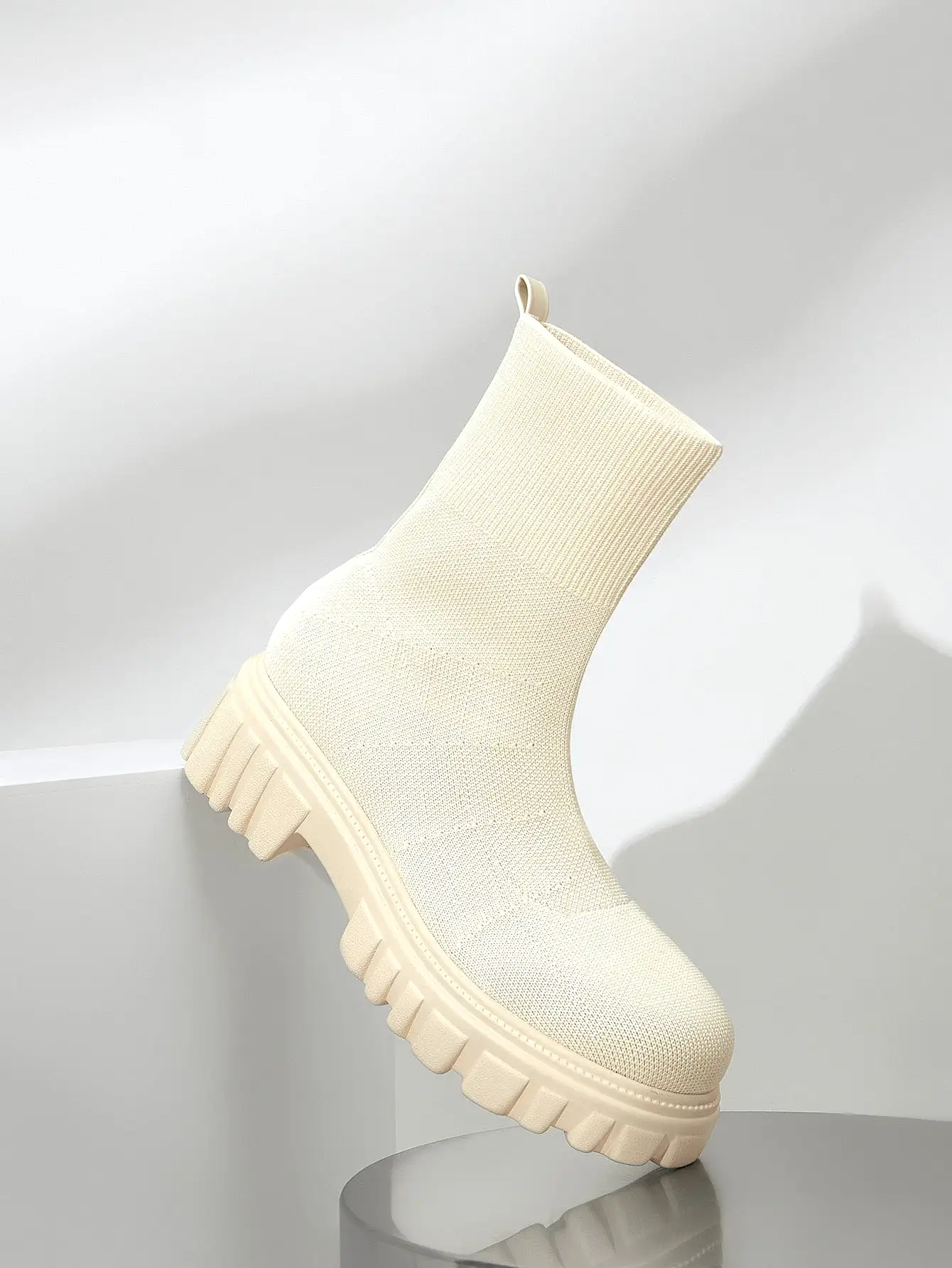 Basic Minimalist Knit Platform Sock Boots