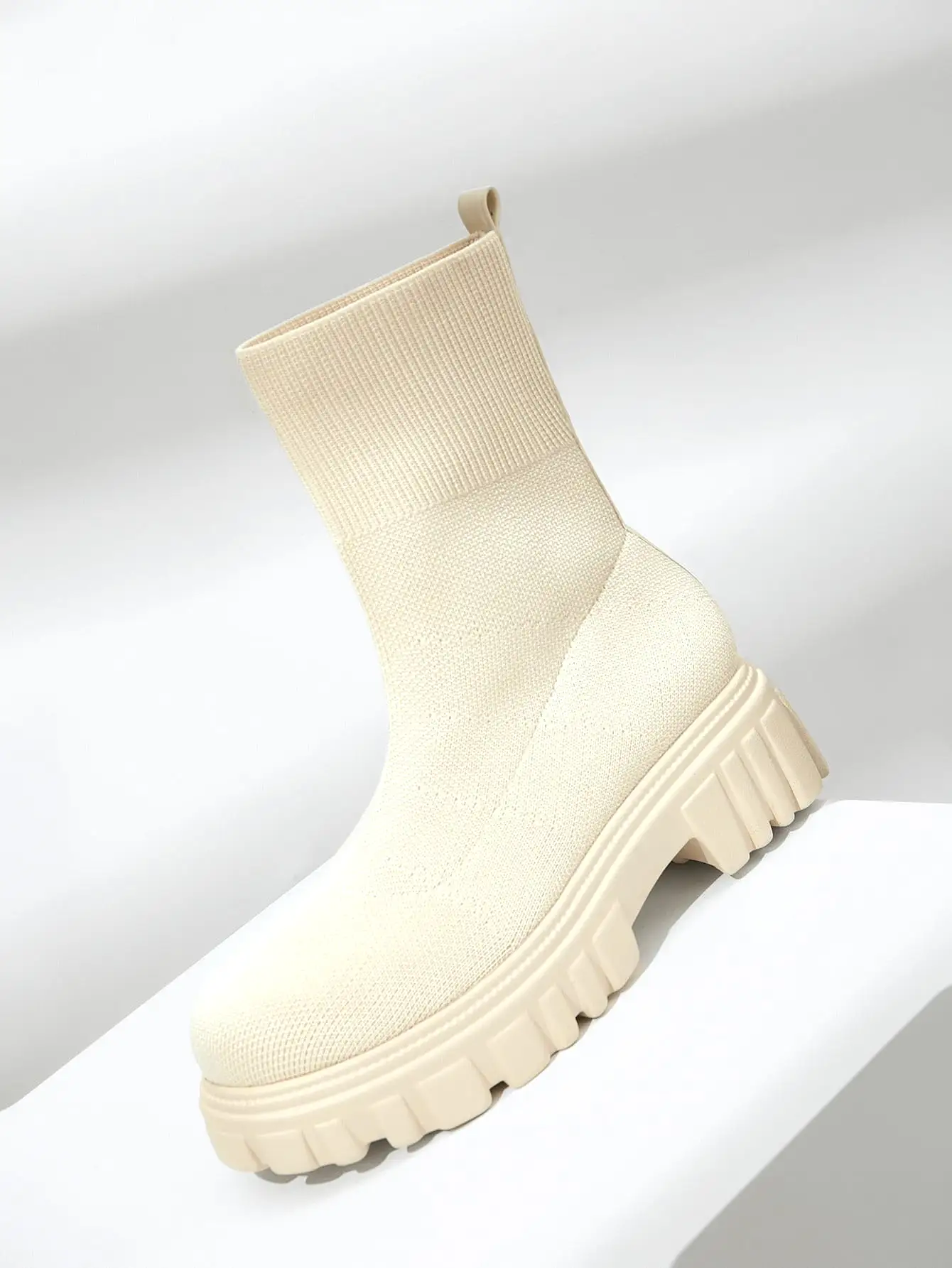 Basic Minimalist Knit Platform Sock Boots