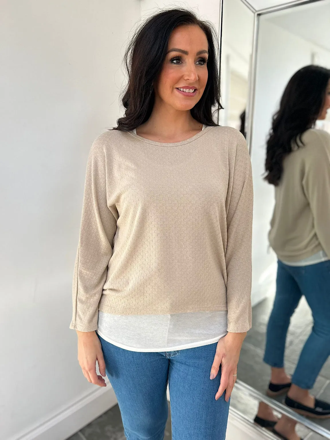 Biscuit Layered Lightweight Knit Kiera