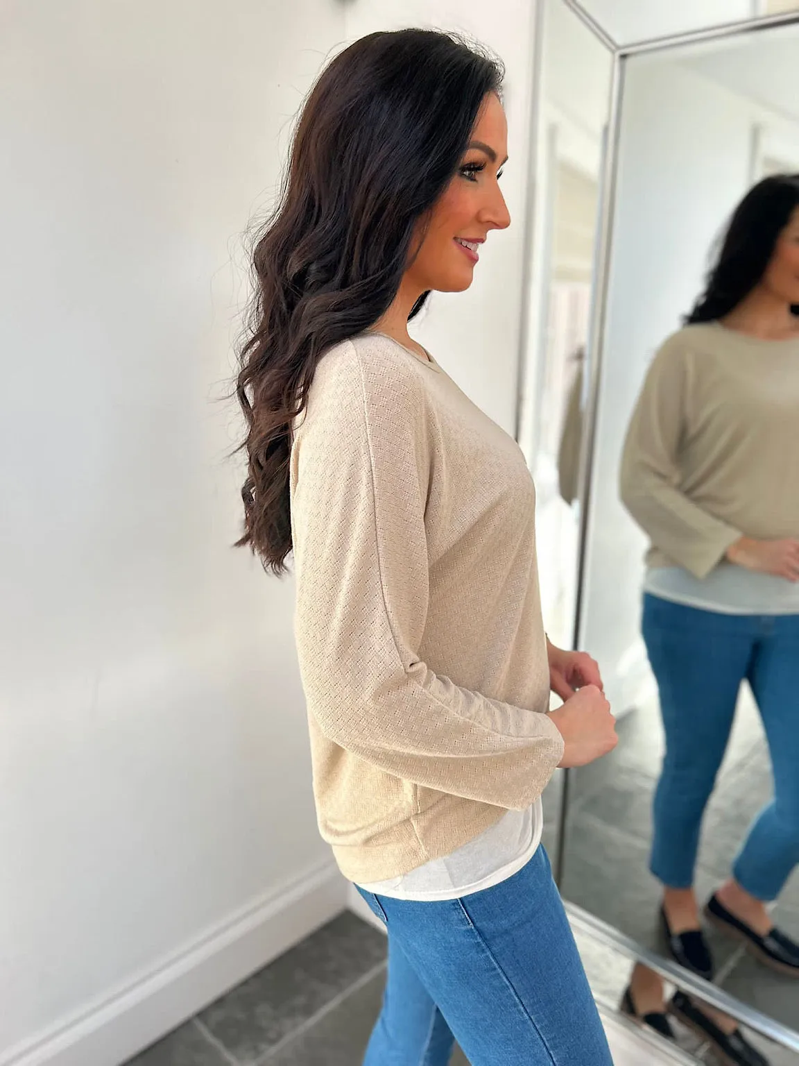 Biscuit Layered Lightweight Knit Kiera