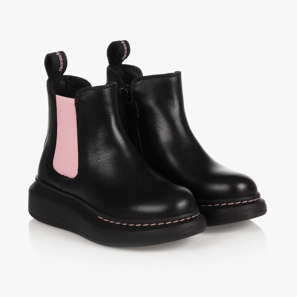 Black & Pink Leather Boots