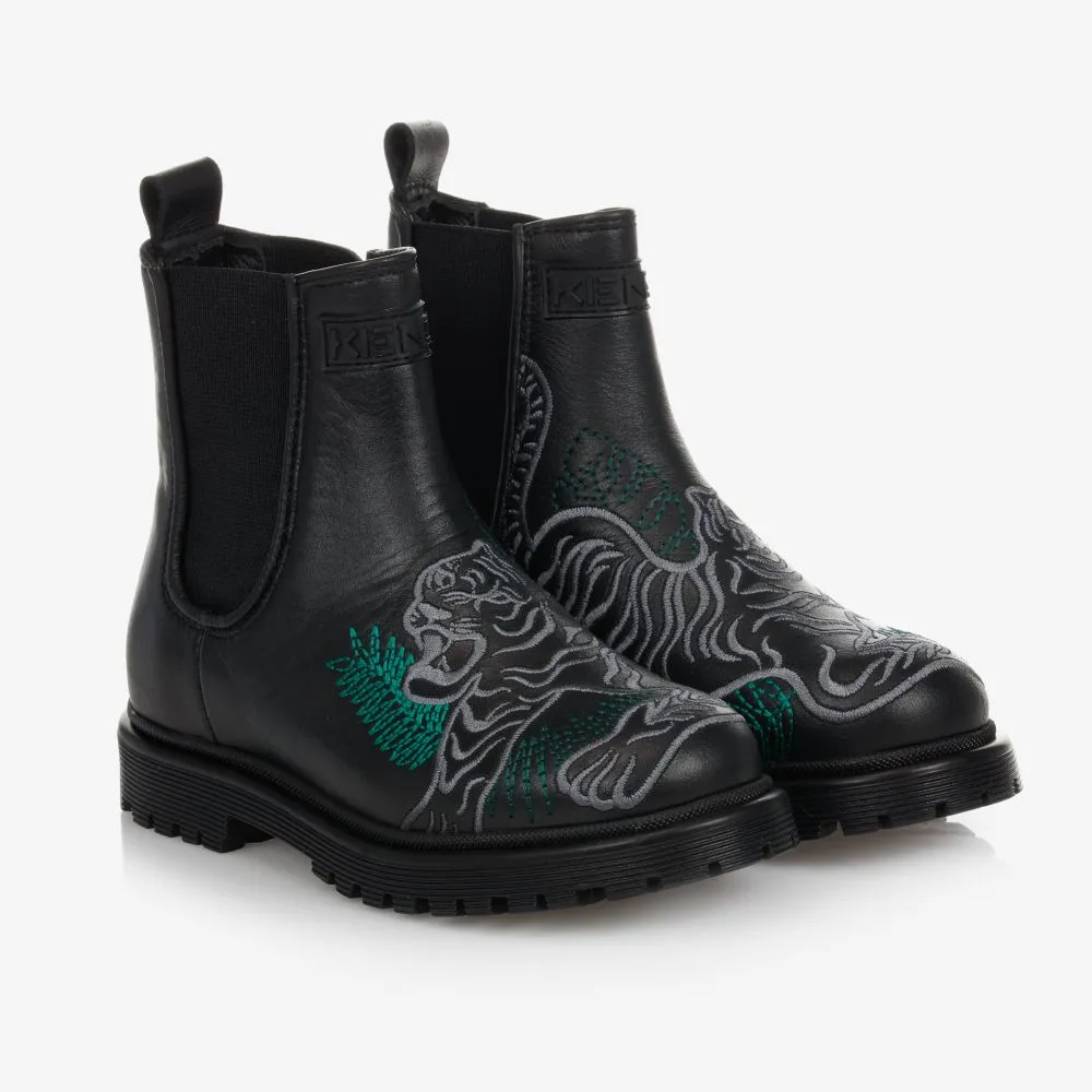 Black Tiger Leather Boots