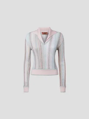 Blush Multicolor V-Neck Sweater with Sequins