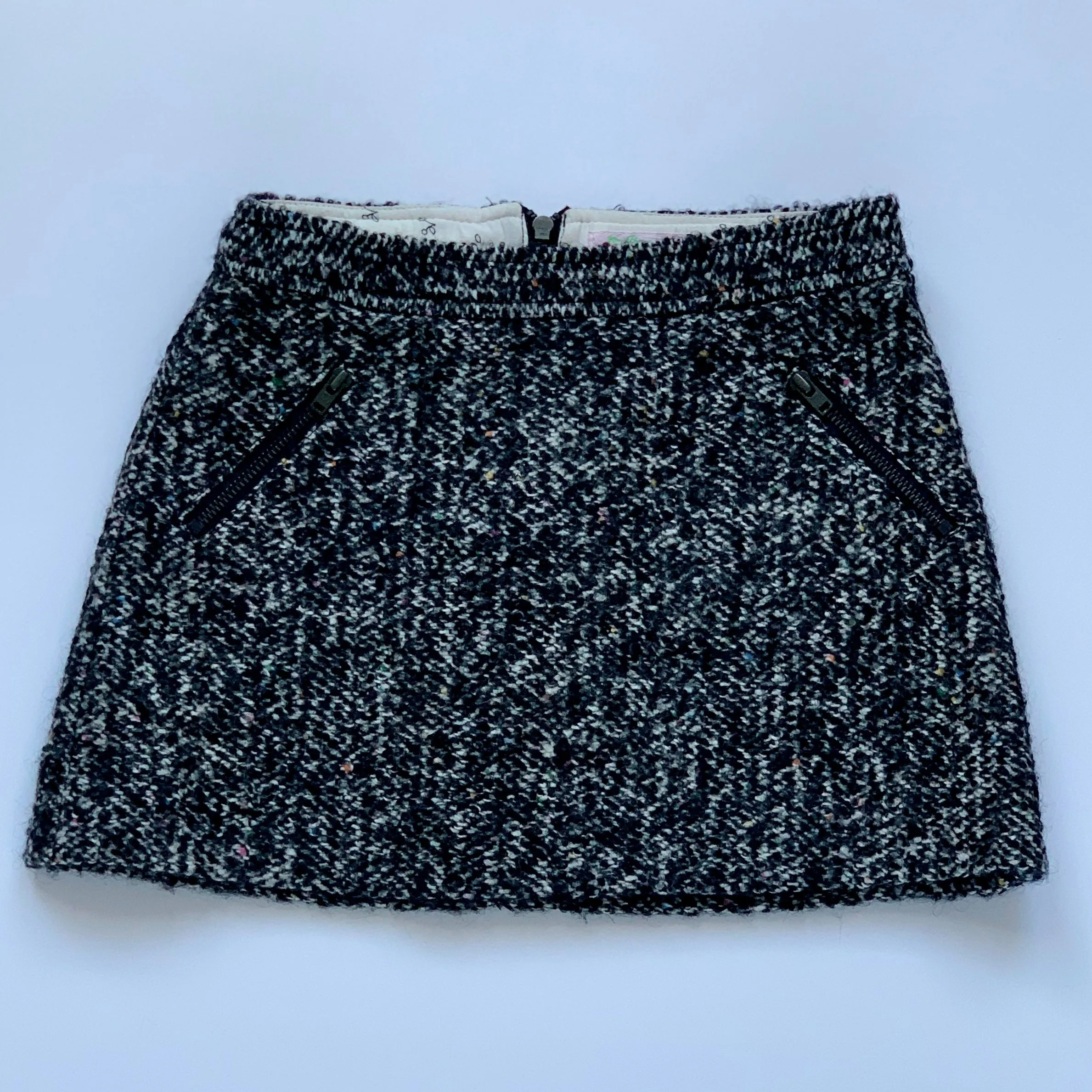 Bonpoint Black Wool Mix Skirt With Zips: 8 Years