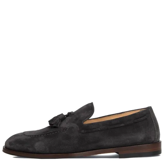 BRUNELLO CUCINELLI Suede Penny Loafers Dark Grey