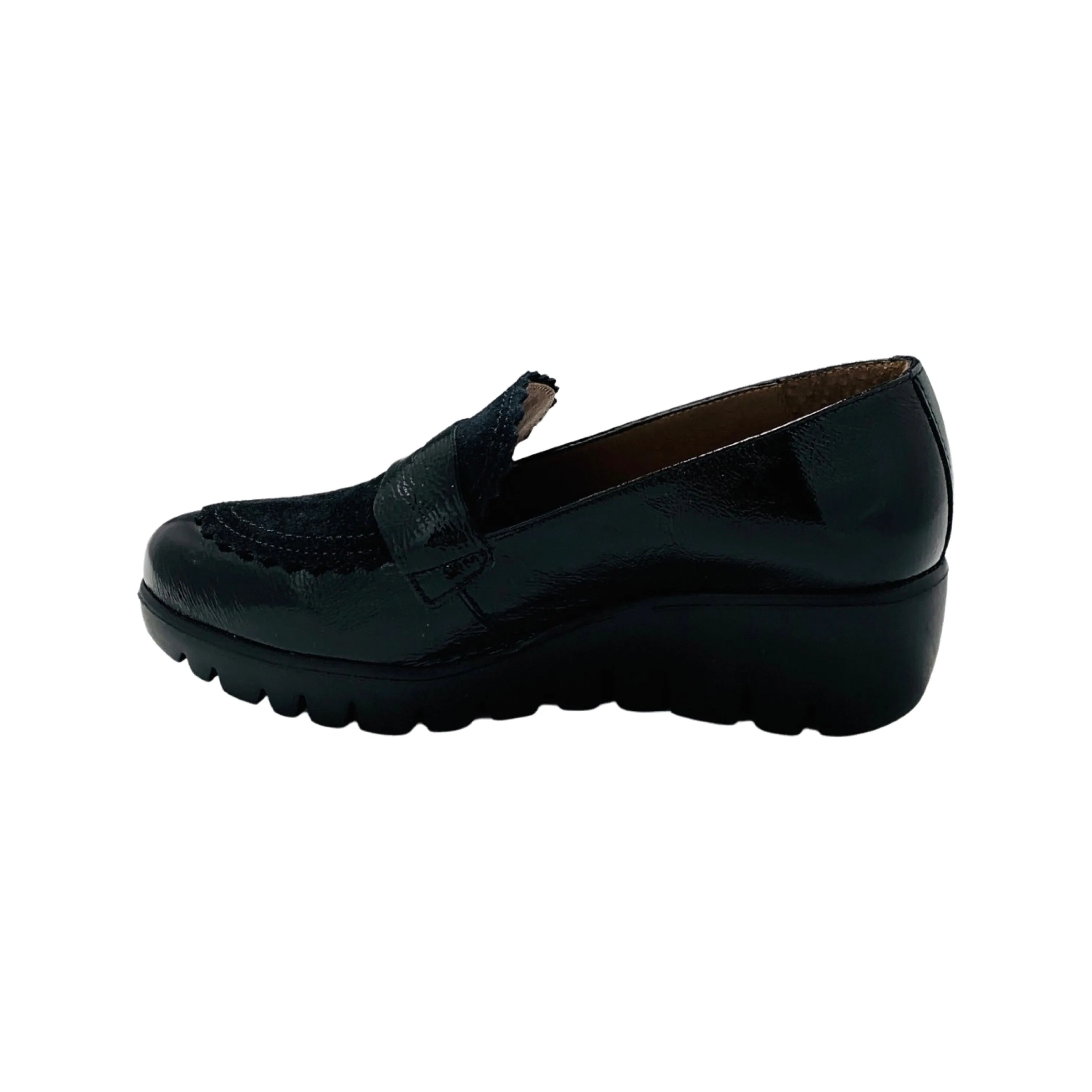 C33223 Black Patent Waterproof Platform Loafer