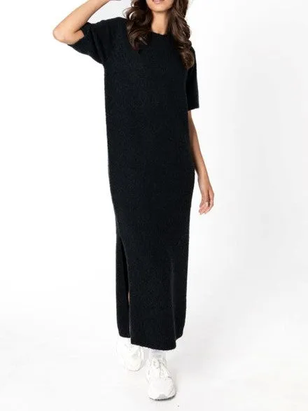 C'EST MOI Knit Crewneck Maxi Sweater Dress