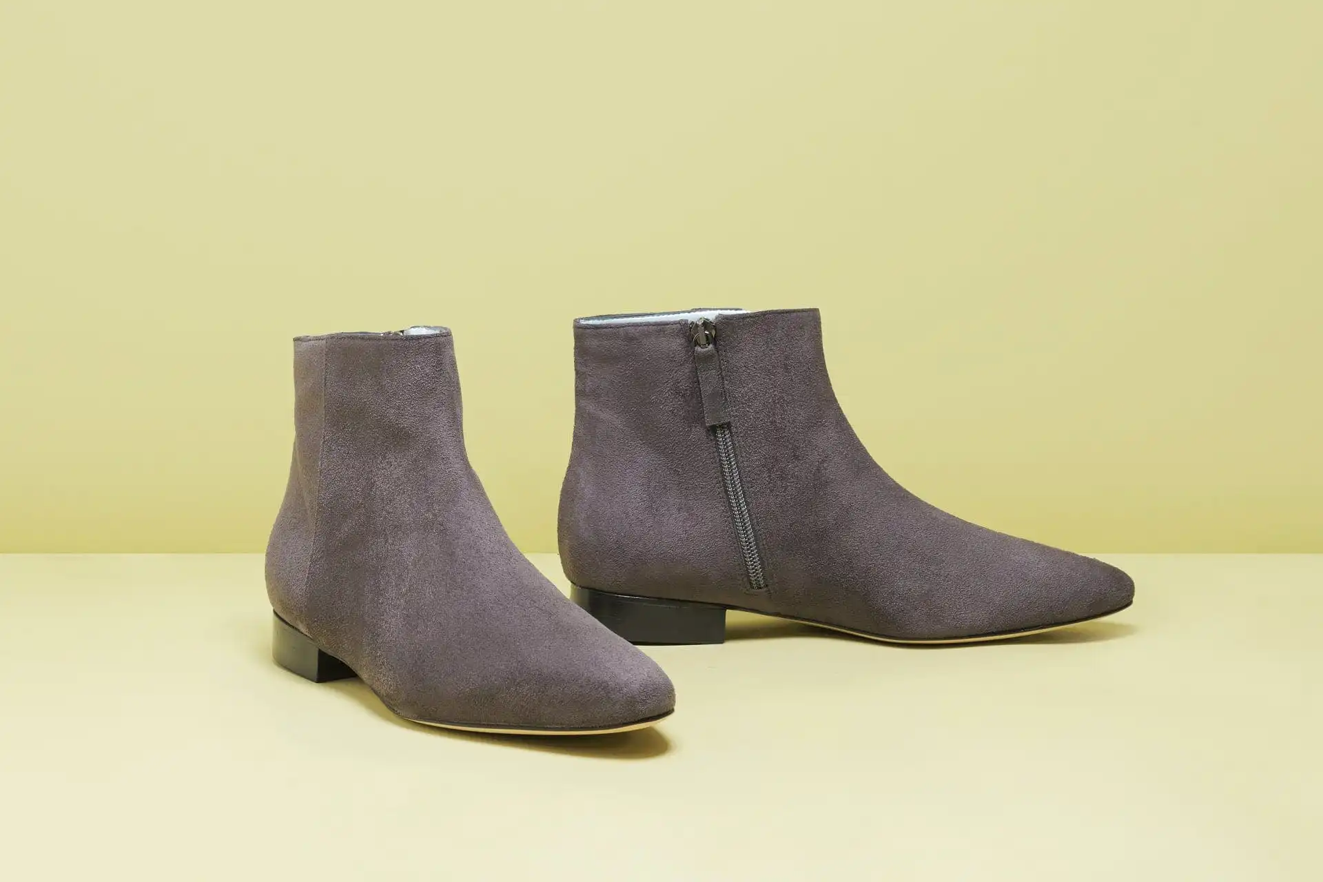 Chiara Vegan Suede Flat Ankle Boots | Grey