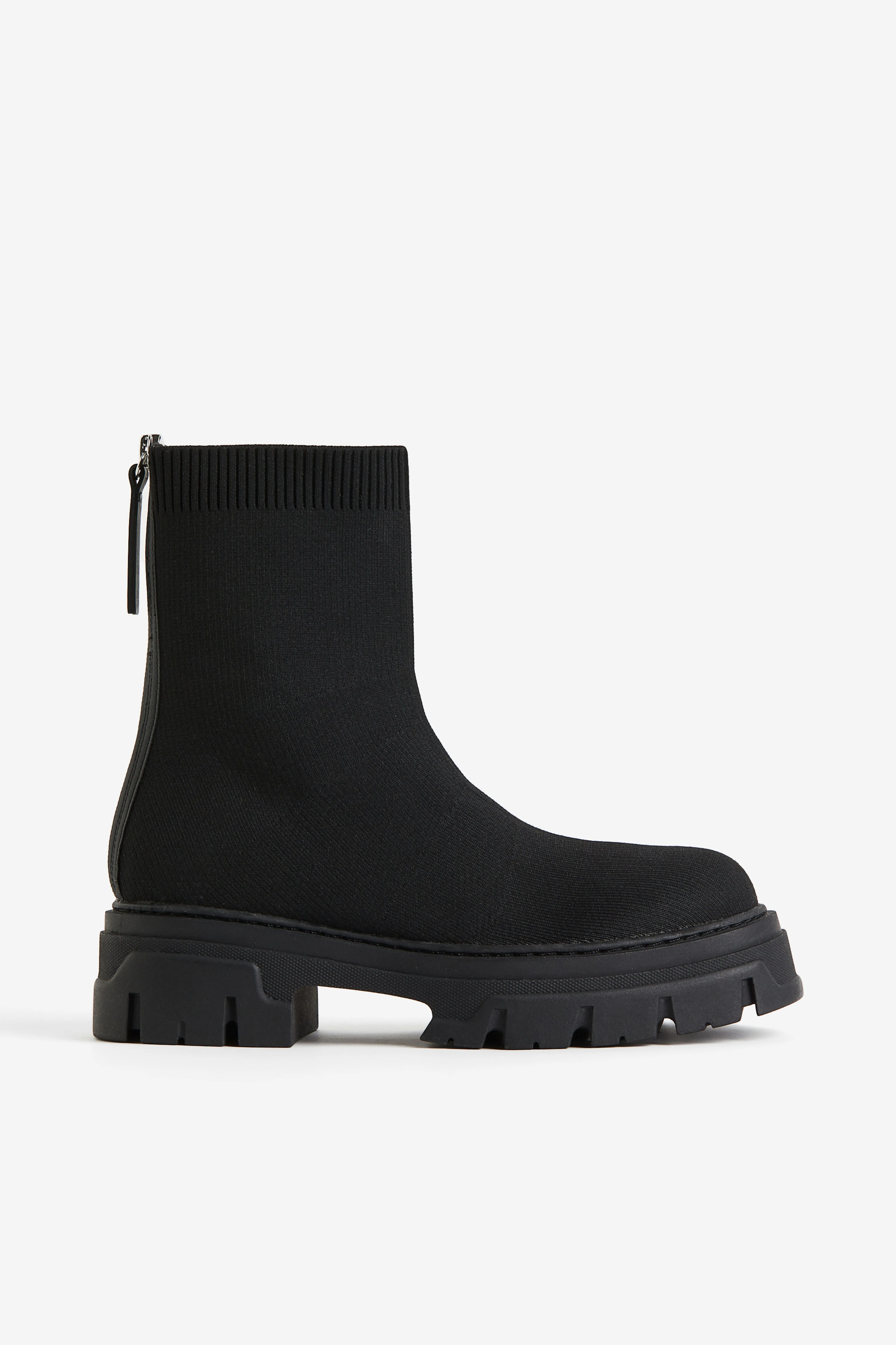 Chunky sock boots - Low heel - Black - Ladies | H&M GB