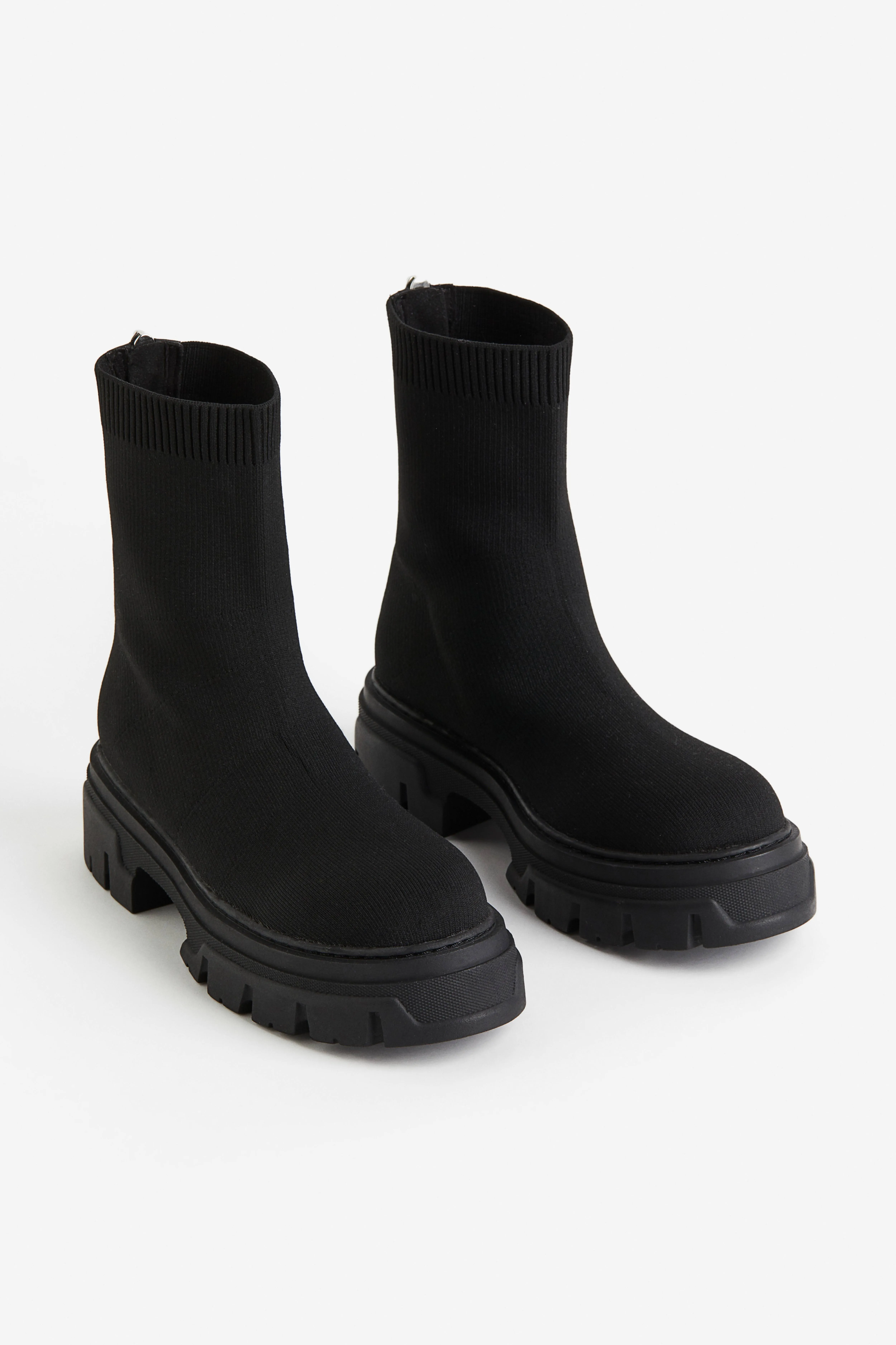 Chunky sock boots - Low heel - Black - Ladies | H&M GB