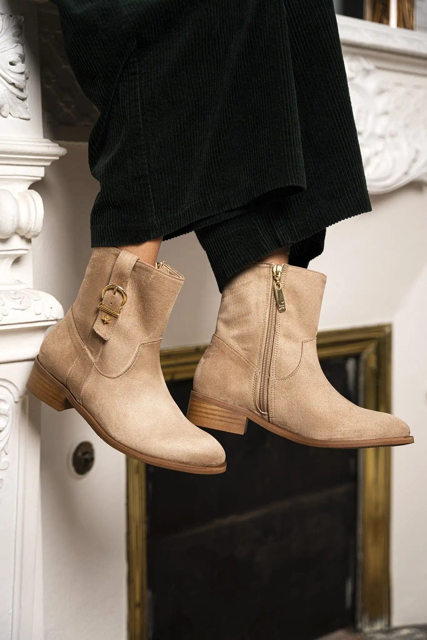 Dijeaux Vegan Suede Ankle Boots | Sand