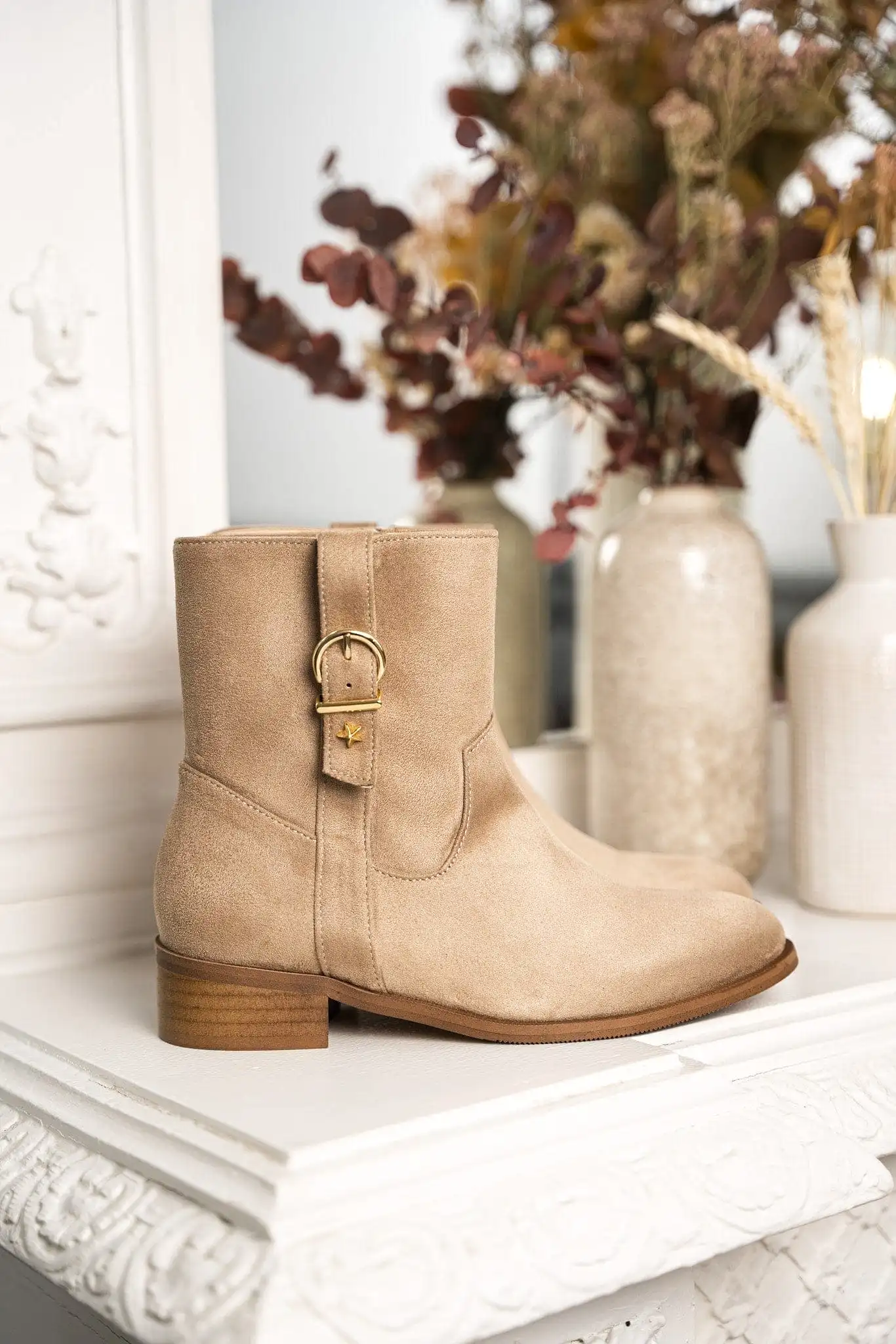 Dijeaux Vegan Suede Ankle Boots | Sand