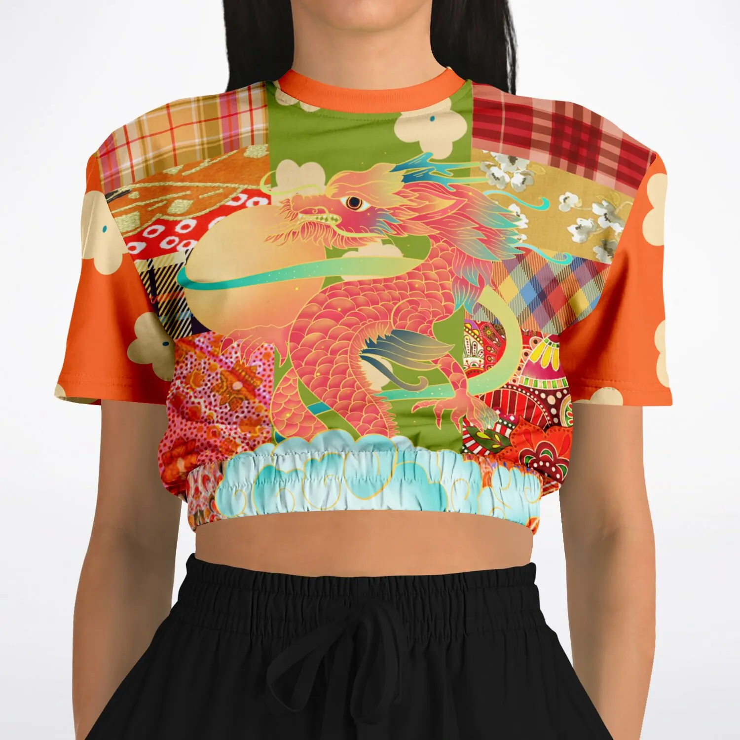 Divine Sublime Dragon Short Sleeve Cropped Sweater