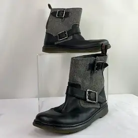 DrMarten Grey Fabric With Black Leather Ankle Boots