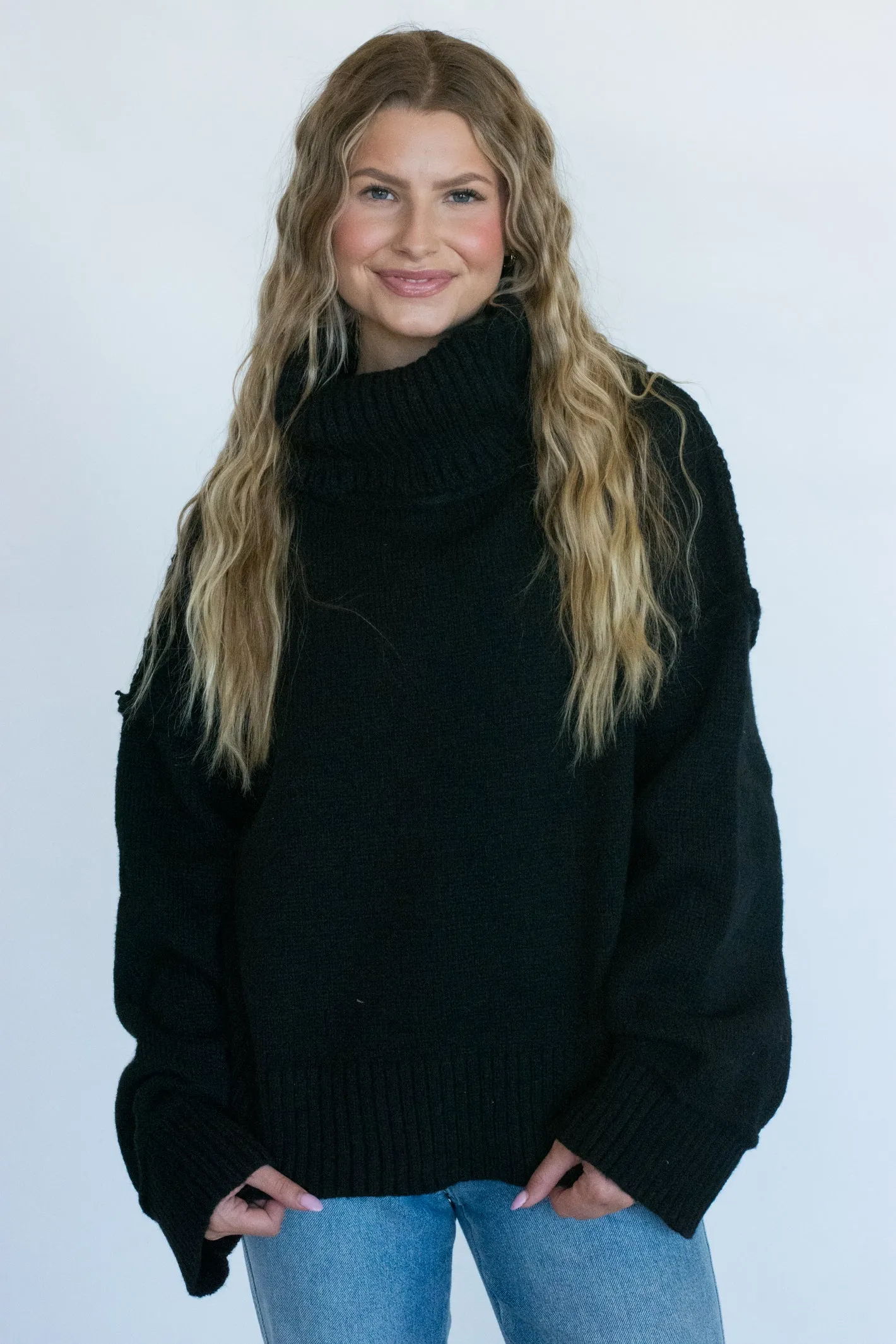 Falling into Autumn Black Turtle Neck Sweater