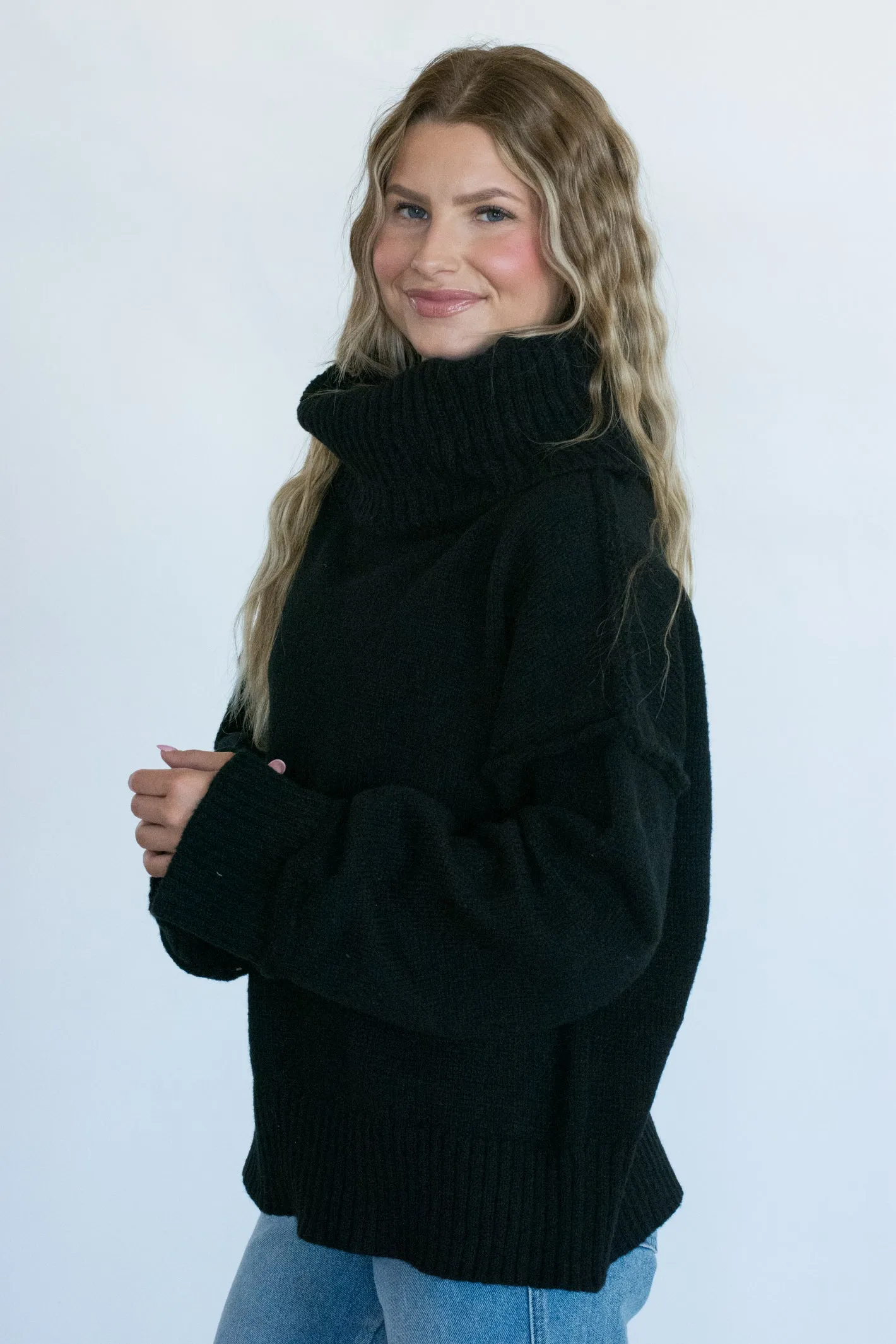 Falling into Autumn Black Turtle Neck Sweater