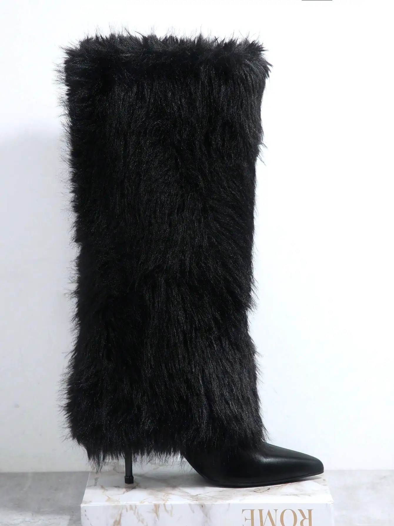 Faux Fur Pointy Toe Boots