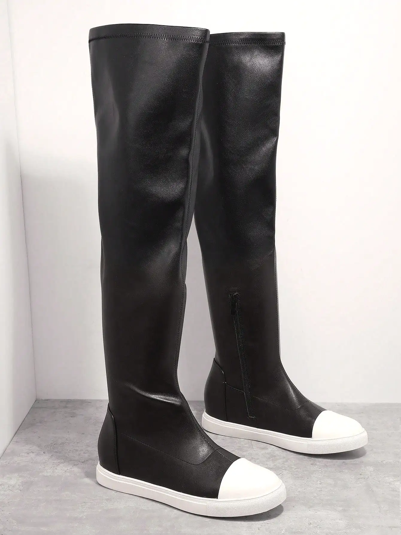 Faux Leather Closed Toe Over-the-Knee Boots