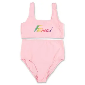 Fendi Kids Logo Printed Two-Piece Swimsuit