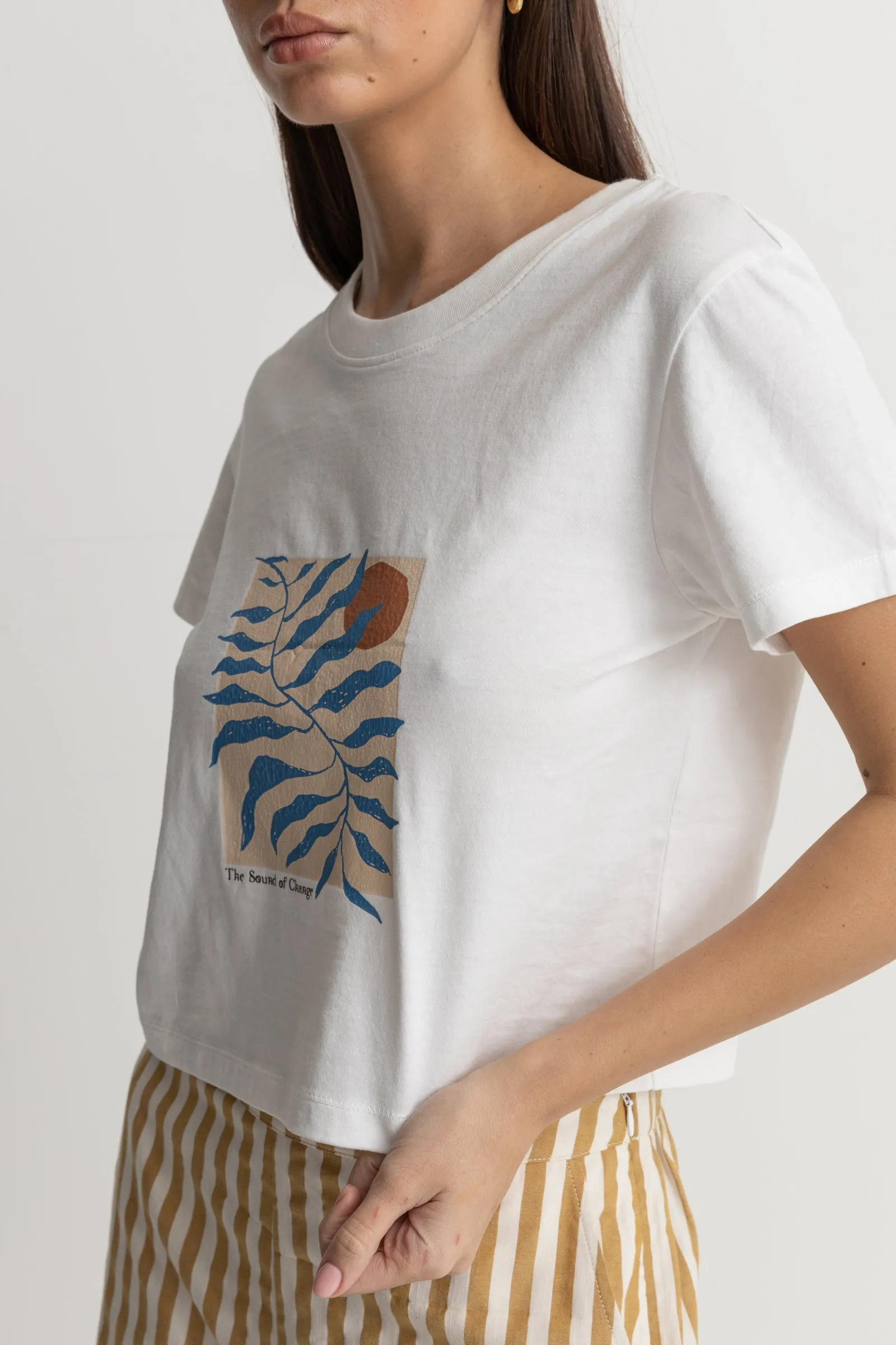 Fern Vintage Crop Crew Tee  Vintage White