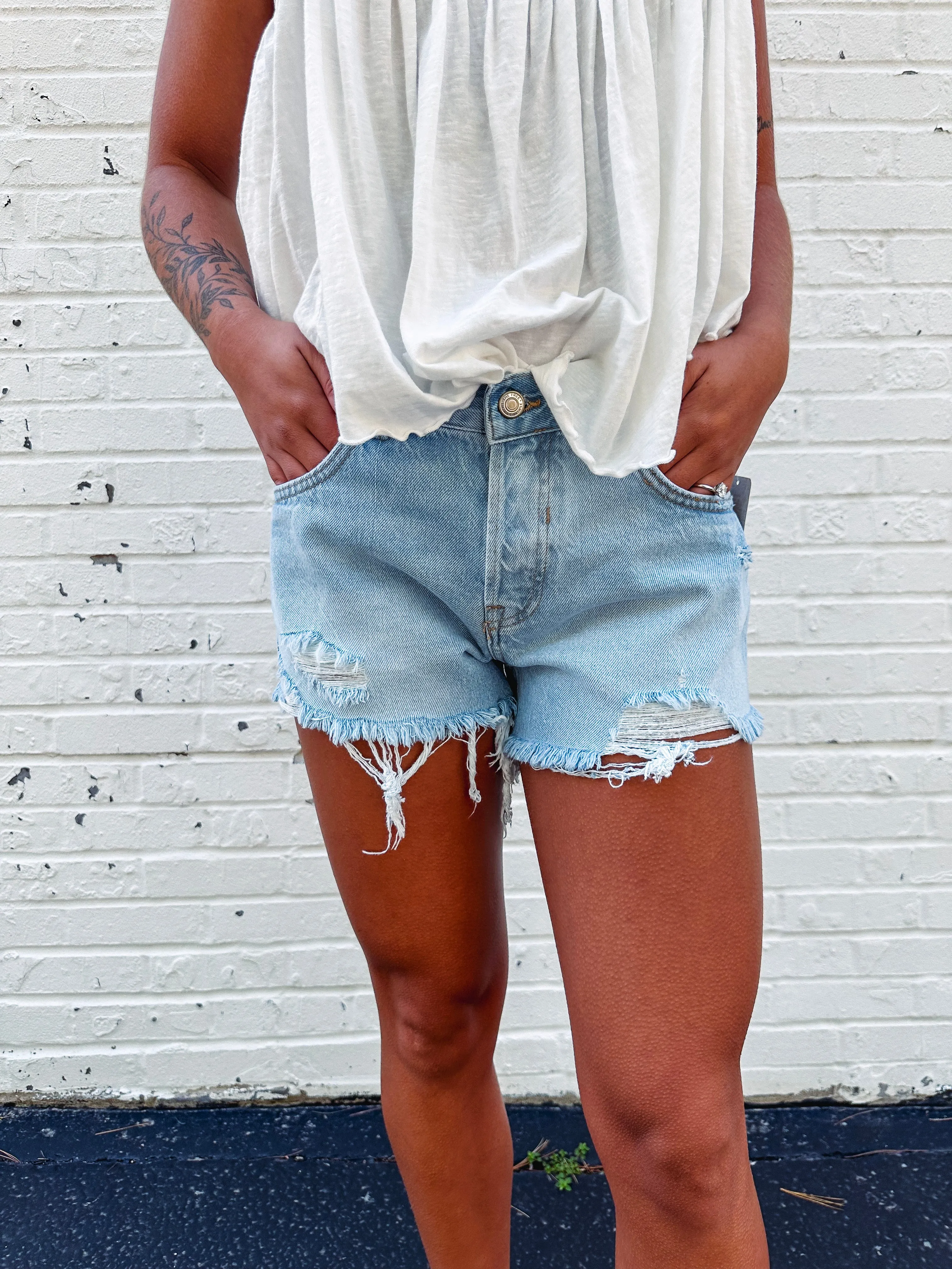 Free People Now Or Never Denim Short