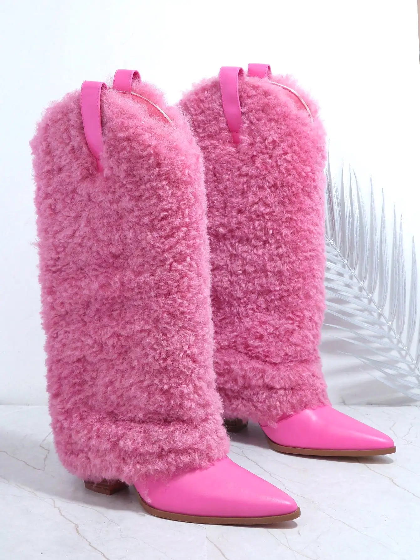 Fuzzy Slip On Boots