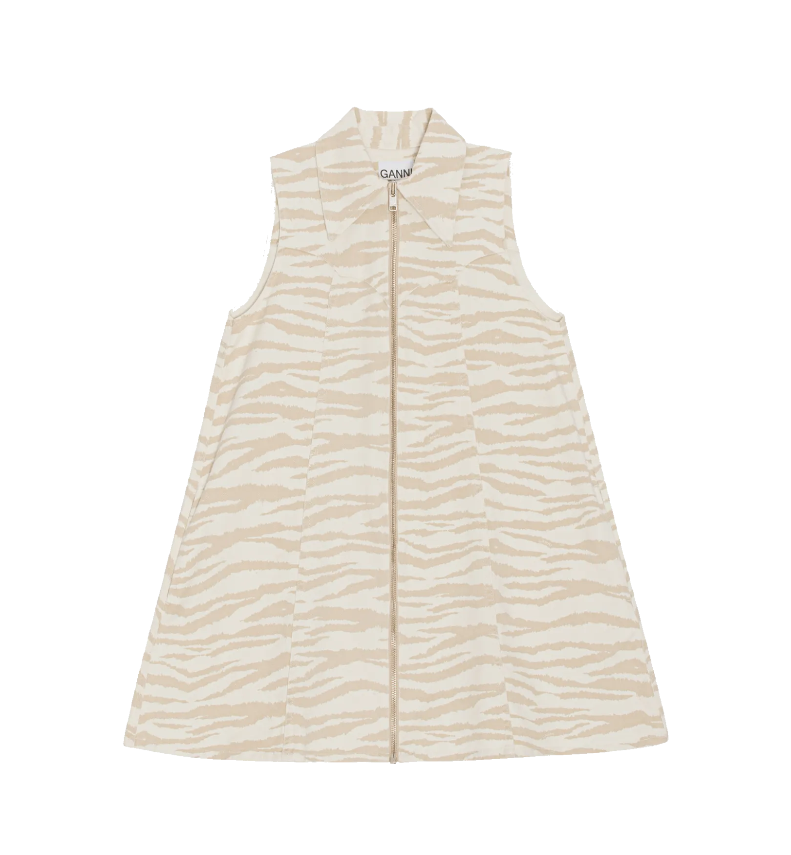 Ganni Khaki Zebra Denim Mini Dress