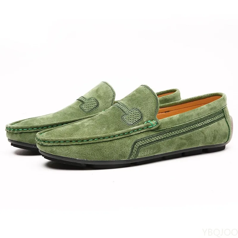 Genuine Leather Formal Business Casual Green Orange Moccasin Sneakers Flats