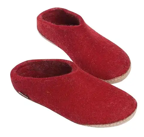 Glerups Red, Open-Heel Slippers with Leather bottom - B-08-00