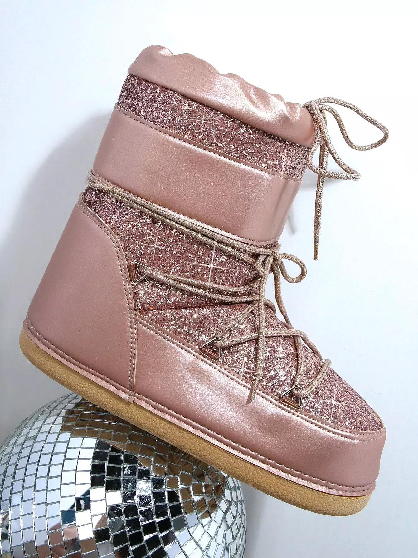 Glitter Lace-Up Ankle Boots