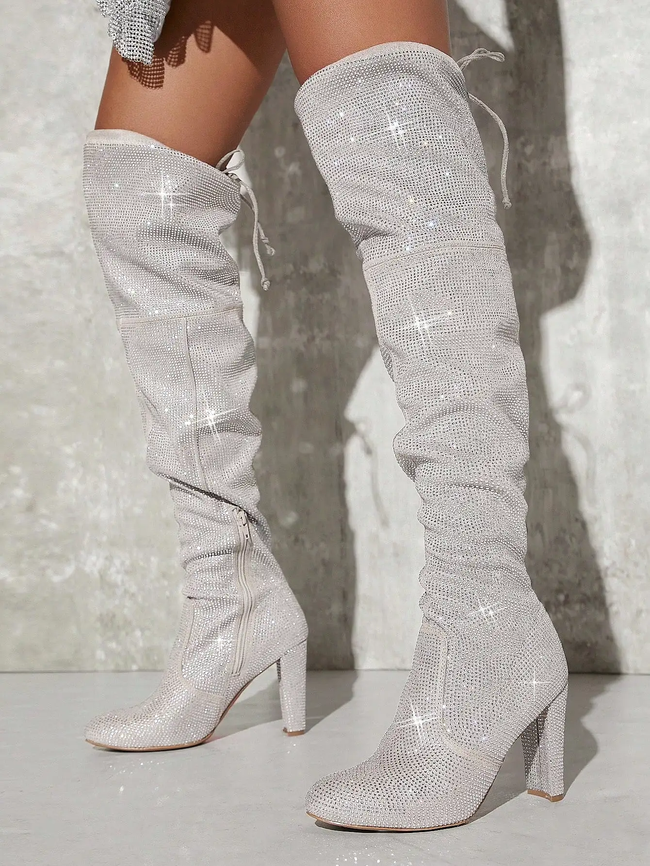 Glitter Pointy Toe Over The Knee Boots