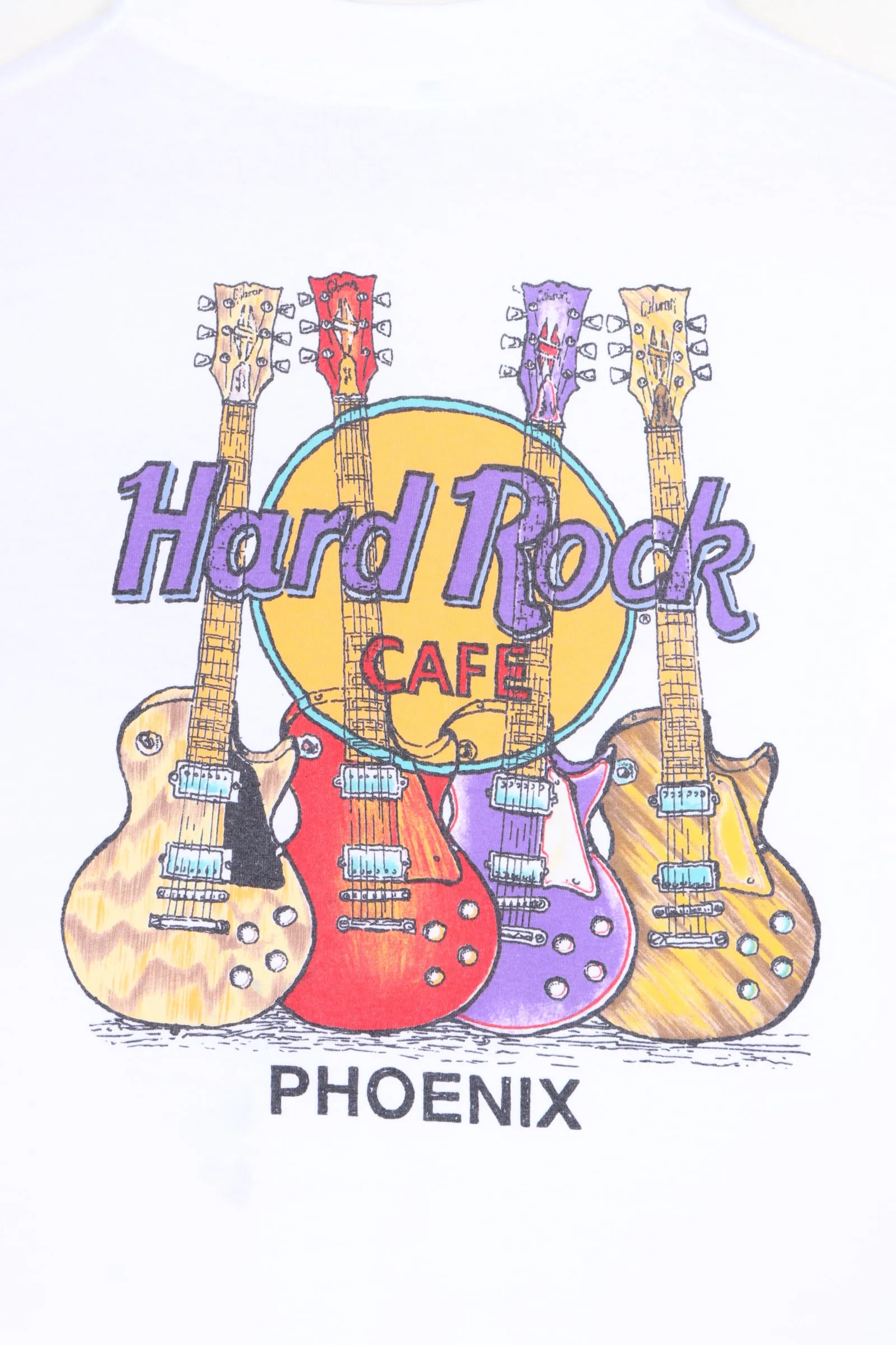 HARD ROCK CAFE Guitars Front Back Single Stitch T-Shirt USA Made (S-M)