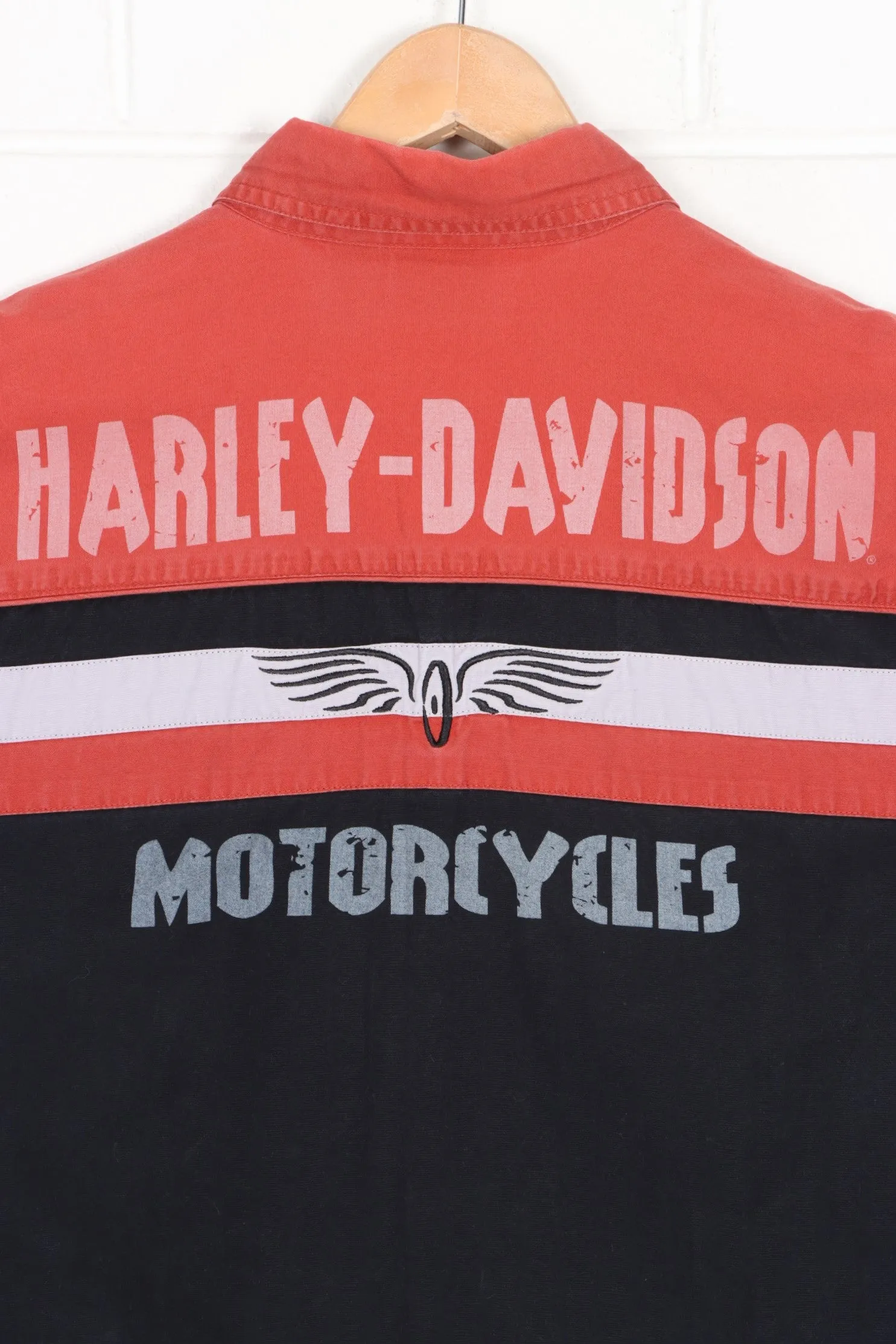 HARLEY DAVIDSON Colour Block Short Sleeve Mechanics Shirt (L)