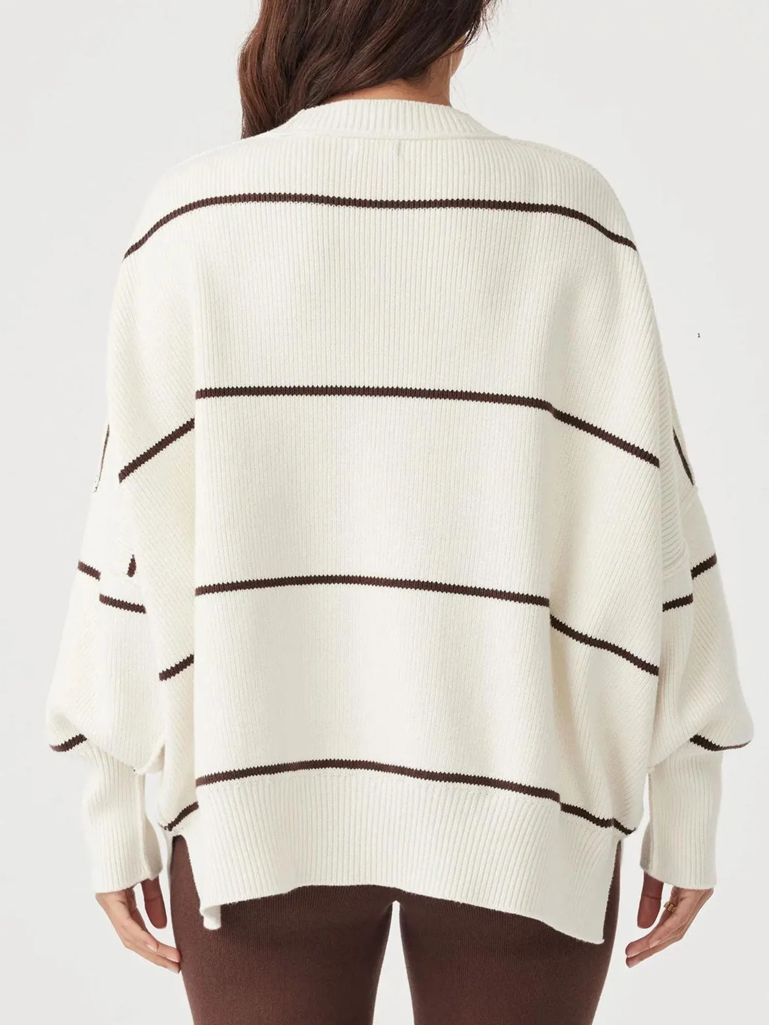 Harper Stripe Organic Knit Sweater | Cream & Chocolate